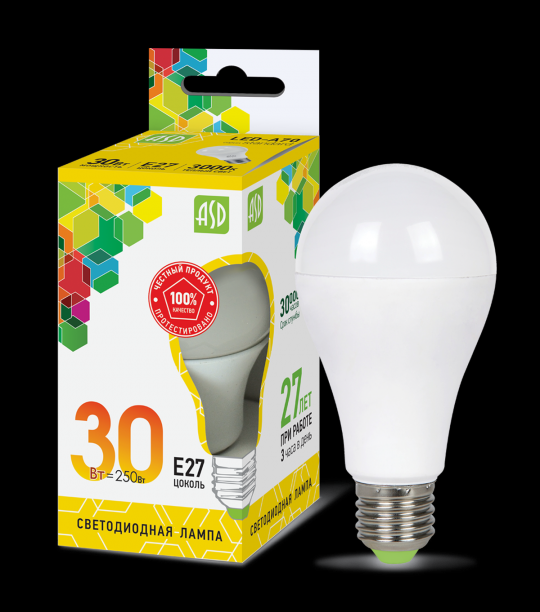 Лампа светодиодная LED-A70-std 30Вт 230В Е27 3000К 2700Лм ASD