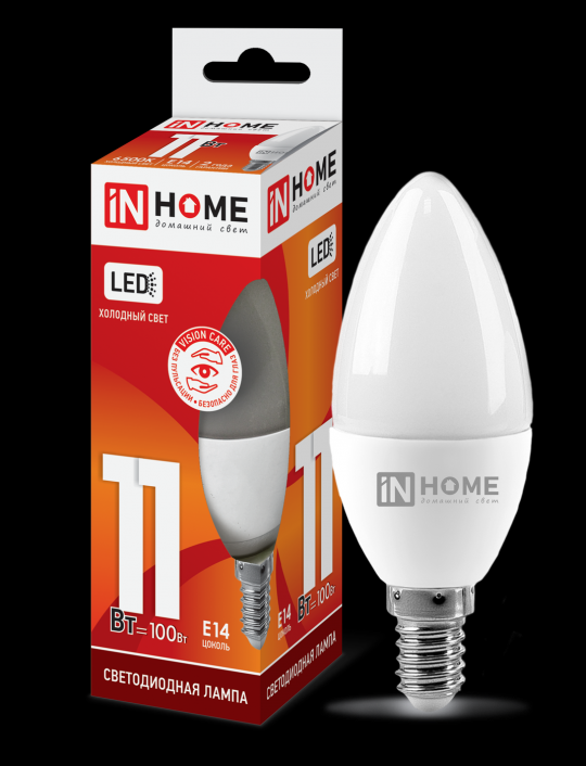Лампа светодиодная LED-СВЕЧА-VC 11Вт 230В Е14 6500К 1050Лм IN HOME