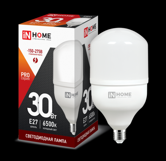 Лампа сд LED-HP-PRO 30Вт 230В Е27 6500К 2850Лм IN HOME