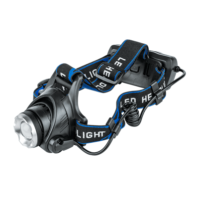 Фонарь налобный аккумуляторный HLA 06B 5W LED 450Lm 10ч 3 режима, фокус., з/у 230В ЧЕРНЫЙ IN HOME