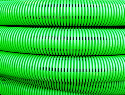 Двустенная труба ПНД гибкая дренажная д.110мм, SN8, перфорация 360град., в бухте 50м, цвет зеленый