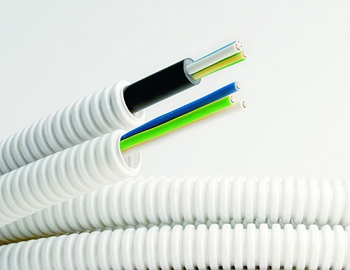 Электротруба ПВХ гибкая гофр. д.20мм, цвет серый, с кабелем ВВГнг(А)-LS 3х2,5мм² РЭК 