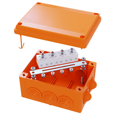 Коробка пластиковая FS с кабельными вводами и клеммниками, IP55, 240x190x90 мм, 6р, 450V, 32A, 10 мм2, нерж.контакт