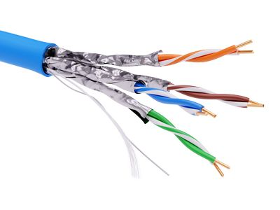 Информационный кабель экранированный  U/FTP 4х2 CAT6A, LSZH, синий