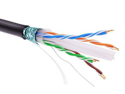 Информационный кабель экранированный F/UTP 4х2 CAT6, PE, чёрный