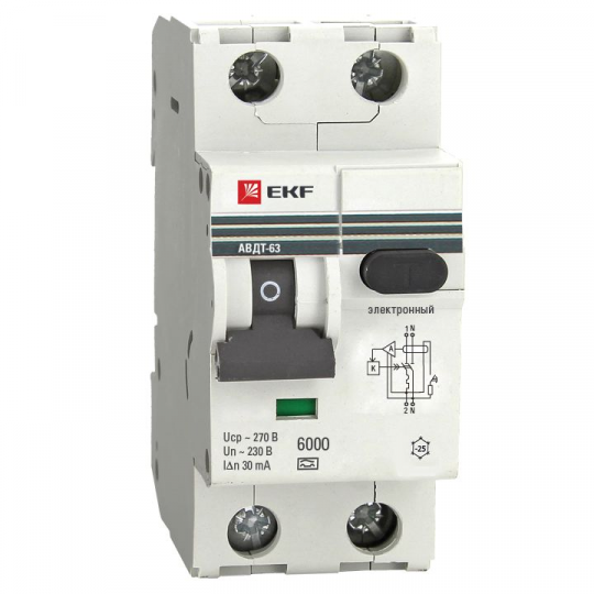 Дифференциальный автомат АВДТ-63 32А/100мА (характеристика С, электронный, тип А) 6кА EKF PROxima