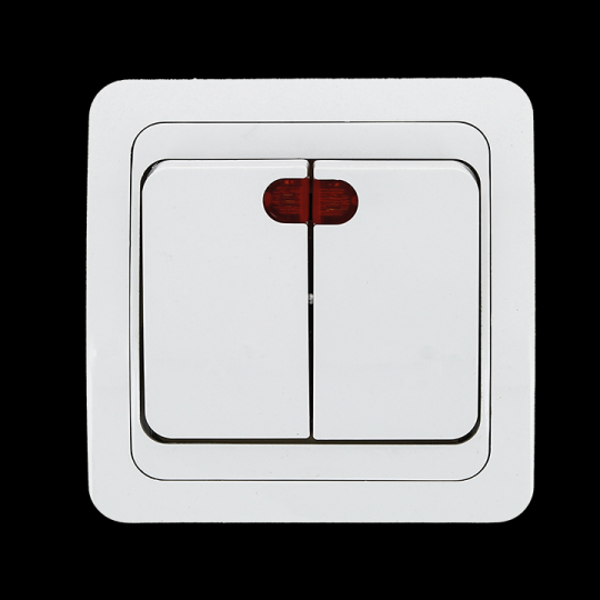 Лондон Выключатель 2-клавишный с индикатором 10А белый EKF PROxima