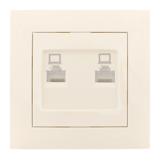 Валенсия розетка компьютерная RJ-45 2-местная кремовая EKF PROxima