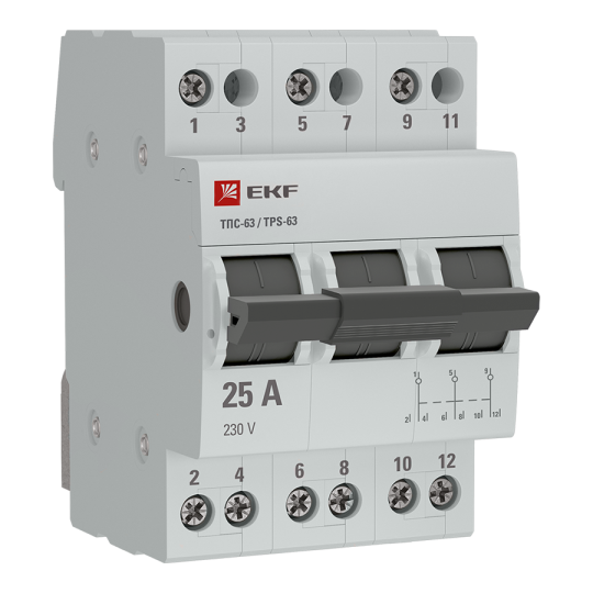 Трехпозиционный переключатель ТПС-63 3P 25А PROXIMA EKF