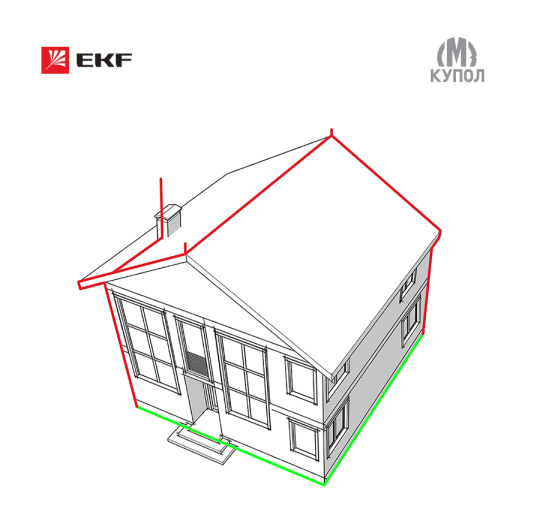 Комплект молниезащиты частного дома габ. 8х8м EKF PROxima