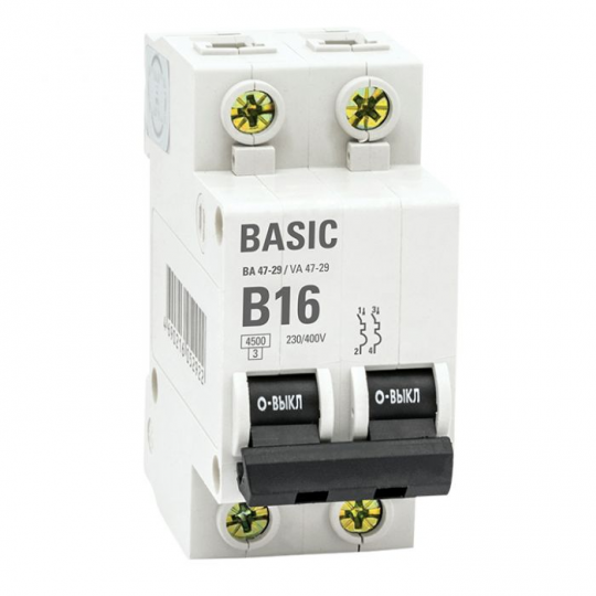 Автоматический выключатель 2P 16А (B) 4,5кА ВА 47-29  Basic