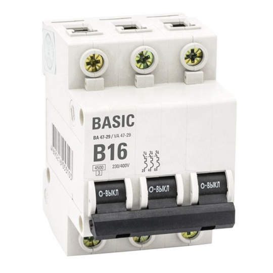 Автоматический выключатель 3P 6А (B) 4,5кА ВА 47-29  Basic