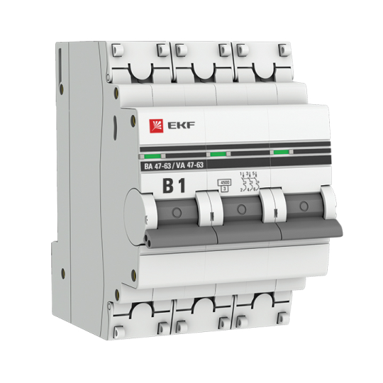 Автоматический выключатель 3P 1А (B) 4,5кА ВА 47-63 EKF PROxima