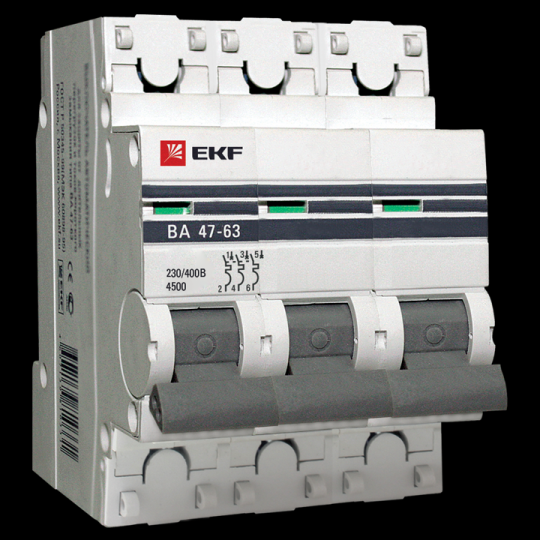 Автоматический выключатель 3P 50А (D) 4,5kA ВА 47-63 EKF PROxima