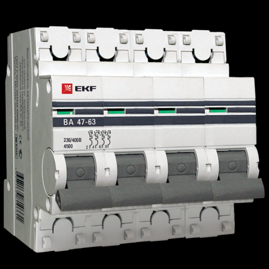 Автоматический выключатель 4P 1А (D) 4,5kA ВА 47-63 EKF PROxima