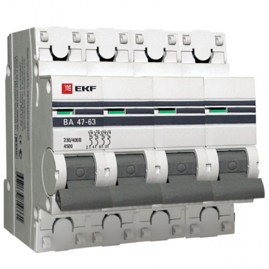 Автоматический выключатель 4P 2А (D) 4,5kA ВА 47-63 EKF PROxima