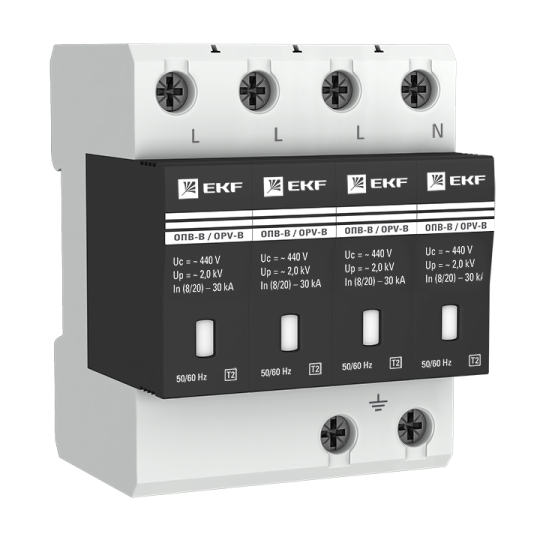 Ограничитель импульсных напряжений ОПВ-B/4P In 30кА 440В с сигн. EKF PROxima 
