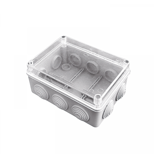 Коробка распределительная КМР-050-041пк пылевлагозащ., 10 мембр. вводов, уплотн. шнур, прозрачная крышка (150х110х70) EKF