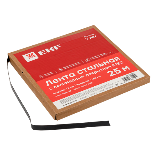 Лента стальная с полимерным покрытием STEC 12x0,45 (25м.) EKF PROxima