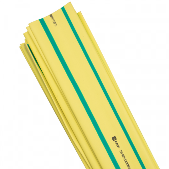 Термоусаживаемая трубка ТУТ нг 40/20 желто-зеленая в отрезках по 1м EKF PROxima