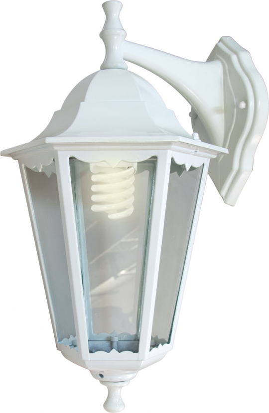 Светильник садово-парковый Feron 6102/PL6102 шестигранный на стену вниз 60W E27 230V, белый
