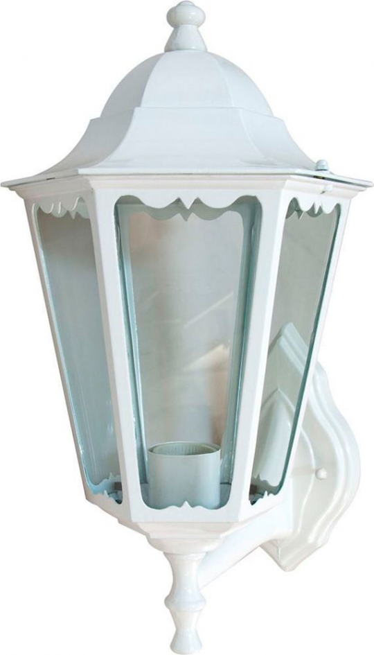 Светильник садово-парковый Feron 6201/PL6201 шестигранный на стену вверх 100W E27 230V, белый