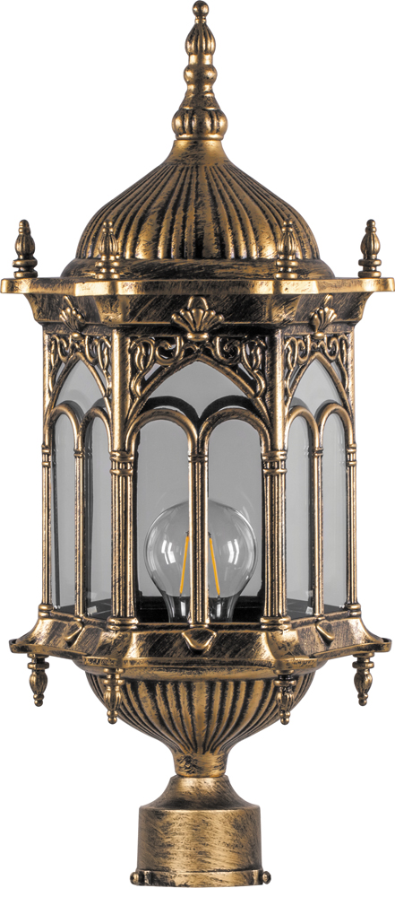 Светильник садово-парковый Feron PL114 шестигранный на столб 60W 230V E27 черное золото