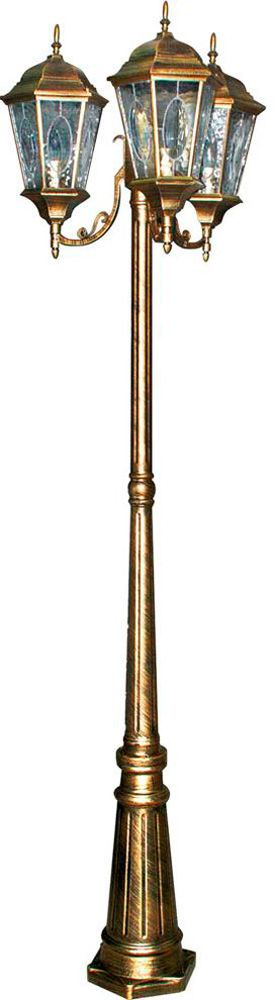 Светильник садово-парковый Feron PL158 шестигранный, столб  3*60W E27 230V, черное золото