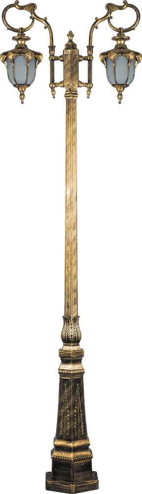 Светильник садово-парковый Feron PL4048 шестигранный,  столб 2*60W 230V E27, черное золото