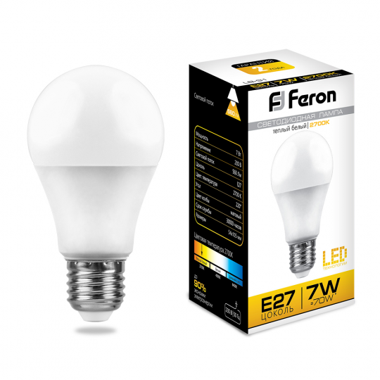Лампа светодиодная Feron LB-91 Шар E27 7W 175-265V 2700K