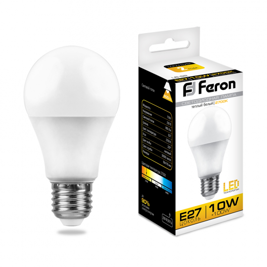 Лампа светодиодная Feron LB-92 Шар E27 10W 2700K