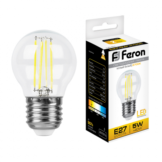 Лампа светодиодная Feron LB-61 Шарик E27 5W 2700K