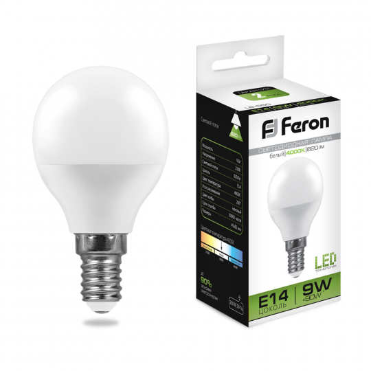 Лампа светодиодная Feron LB-550 Шарик E14 9W 175-265V 4000K