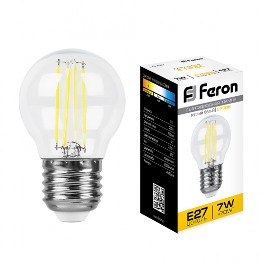 Лампа светодиодная Feron LB-52 Шарик E27 7W 2700K