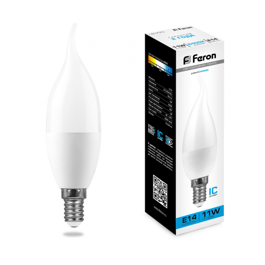 Лампа светодиодная Feron LB-770 Свеча на ветру E14 11W 6400K