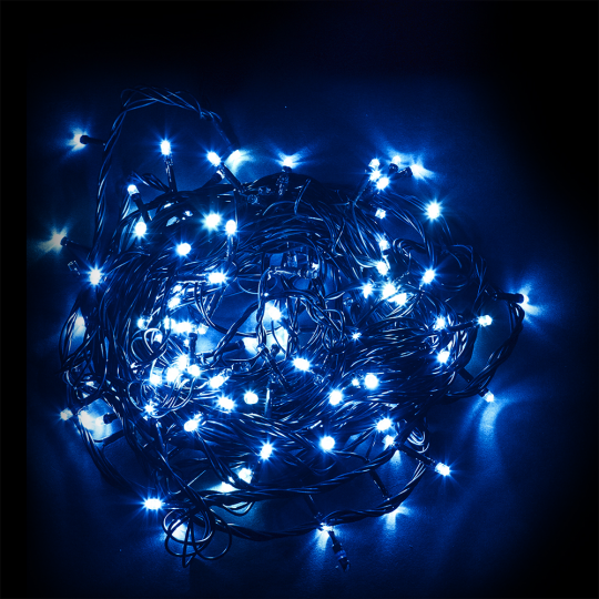 Светодиодная гирлянда Feron CL08 линейная 60м + 3м 230V синий, статичная,c питанием от сети, зеленый шнур