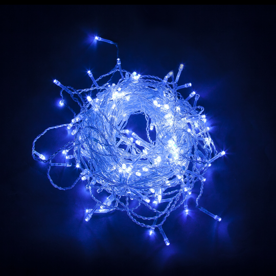 Светодиодная гирлянда Feron CL18 занавес 1,5*1,5м  + 3м 230V синий, статичная, c питанием от сети, прозрачный шнур