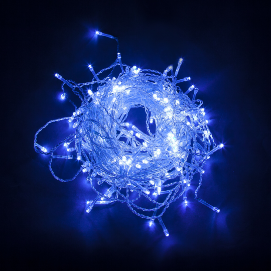 Светодиодная гирлянда Feron CL21 занавес, статичная, 3*2м  + 3м 230V синий c питанием от сети, прозрачный шнур