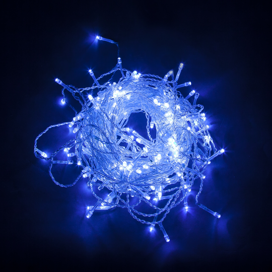 Светодиодная гирлянда Feron CL23 бахрома, статичная, 5,3м*0,8м + 3м 230V синий c питанием от сети, прозрачный шнур