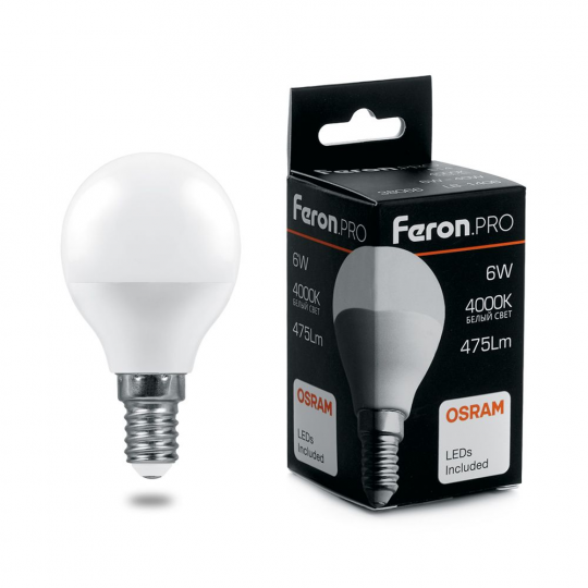 Лампа светодиодная Feron.PRO LB-1406 Шарик E14 6W 175-265V 2700K