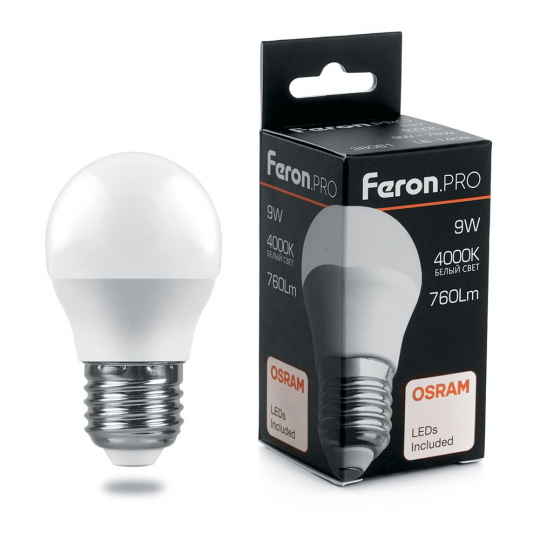 Лампа светодиодная Feron.PRO LB-1409 Шарик E27 9W 6400K