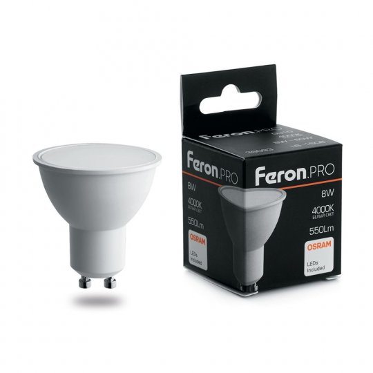 Лампа светодиодная Feron.PRO LB-1608 GU10 8W 4000K