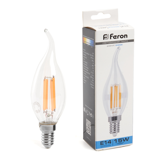 Лампа светодиодная Feron LB-718 Свеча на ветру E14 15W 230V 6400K