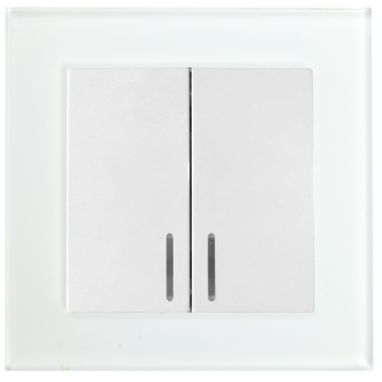 Выключатель 2-клавишный c индикатором, STEKKER, GLS10-7002-01, 250В, 10А, серия Катрин, белый