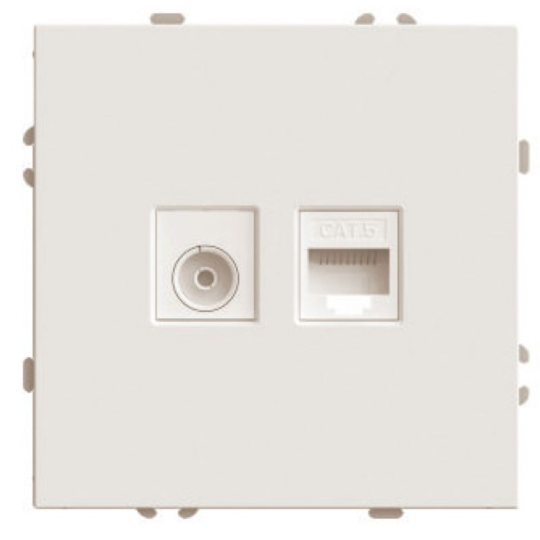 Розетка TV + компьютерная RJ-45 (механизм), STEKKER, серия Эмили, RST00-5106-08, кашемир, soft touch