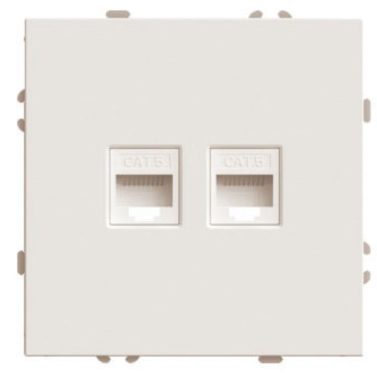 Розетка компьютерная 2-местная RJ-45 (механизм), STEKKER, серия Эмили, RST00-5111-08, кашемир, soft touch