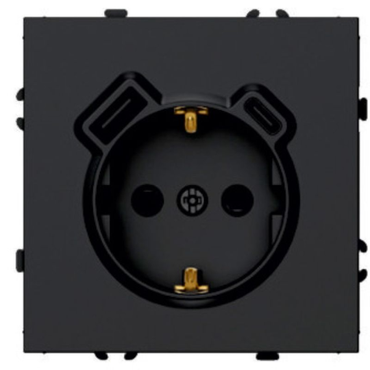 Розетка 1-местная з/ш с/з 16А + USB + Type C (механизм), Stekker, 250В, 20W, серия Эмили, черный уголь, soft-touch, RST16-5119-05