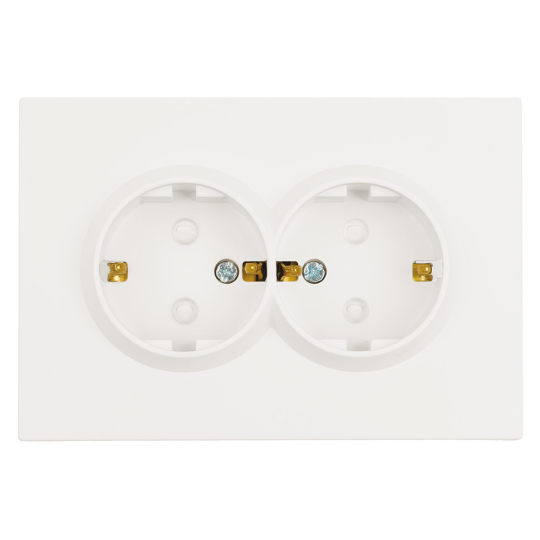 Розетка 2-местная с з/ш, с/з, СЗК, STEKKER, 250В, 16А, серия Эмили, RST16-5114-01ZK, белый фарфор, soft touch