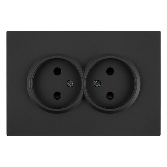 Розетка 2-местная с з/ш, б/з, СЗК, STEKKER, 250В, 16А, серия Эмили, RST16-5116-05ZK, черный уголь, soft touch