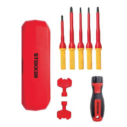 STLS005 Отвертка VDE со сменными битами до 1000В, 8 предметов